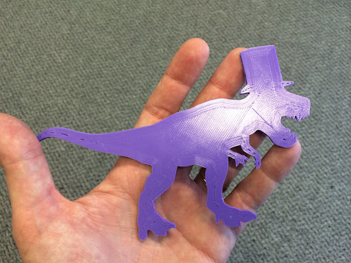 The final 3D print - a T-Rex, ready for rampaging or something more formal.