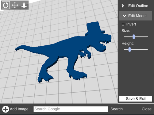 T-Rex image after conversion to 3D model