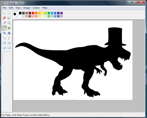 Your basic Tyrannosaurus Rex with top hat added for a bit of style.